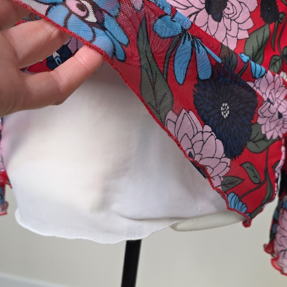 Tristan Floral Mesh Top – Red & Multicolor Floral – Women’s G/L - Picture 5 of 10